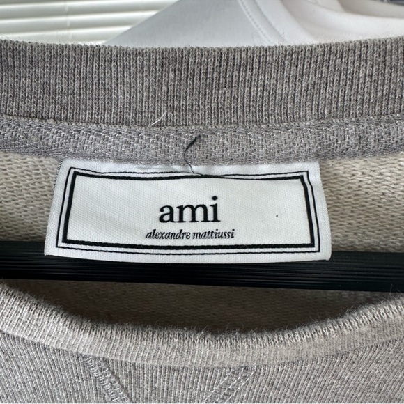 Ami Alexandre Mattiussi Gray Crewneck Sweater with Logo - Picture 4 of 6
